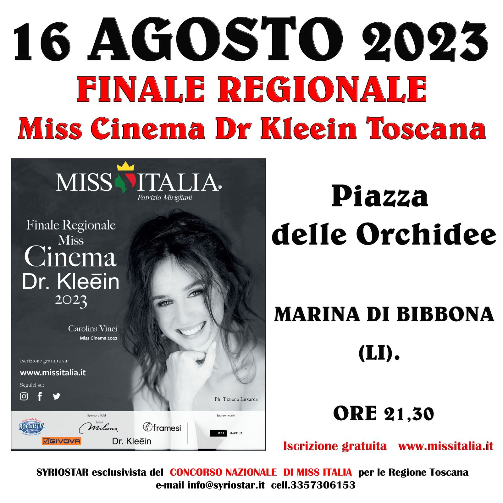 Finale regionale Miss Cinema a Marina di Bibbona