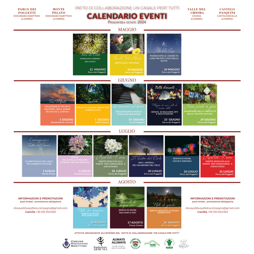 LOCANDINE CALENDARIO EVENTI MAY-AUG 2024 calendario