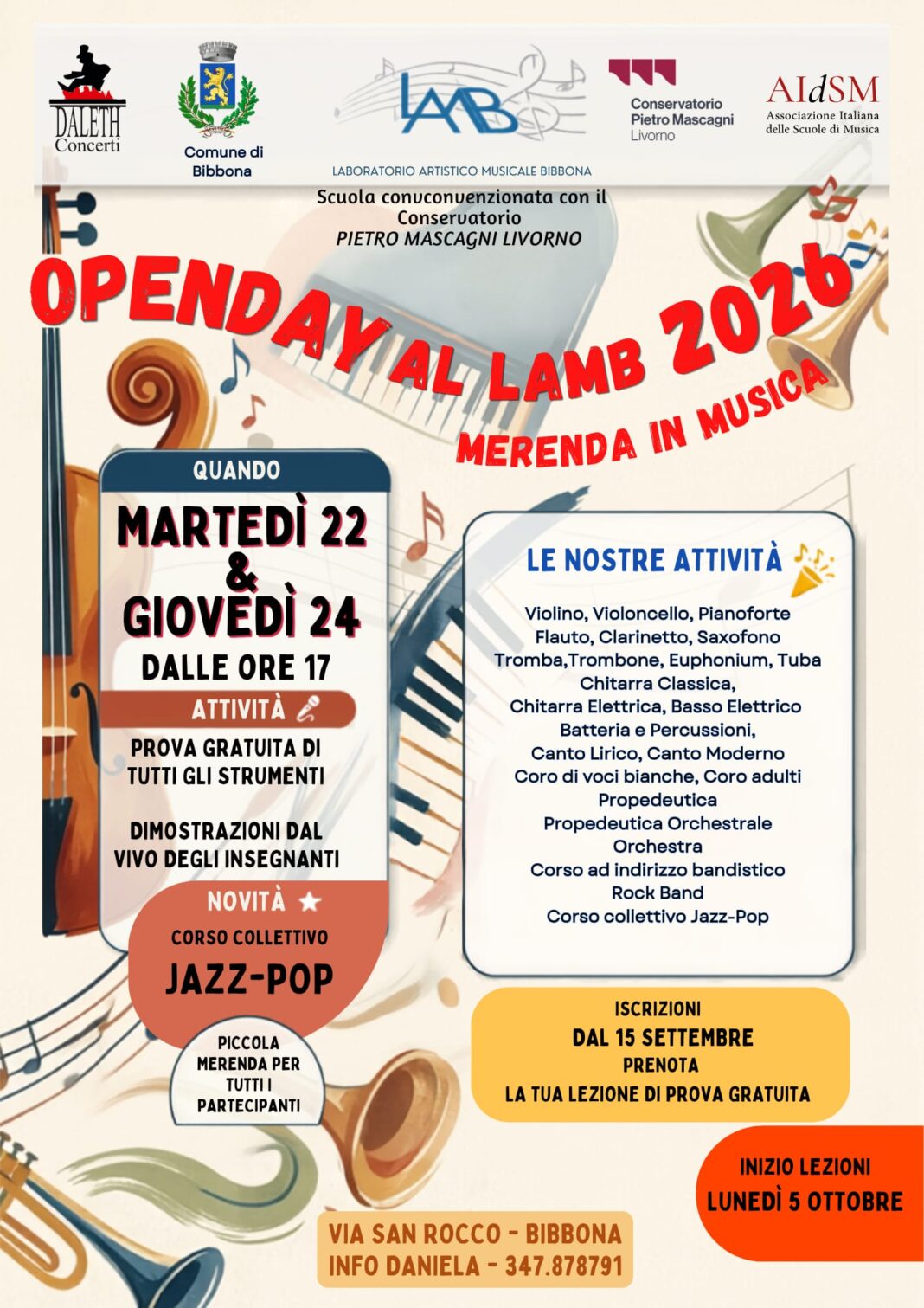 locandina (3) Open Day Laboratorio Artistico Musicale di Bibbona