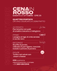 Cena in Rosso - Menù - Val di Cornia
